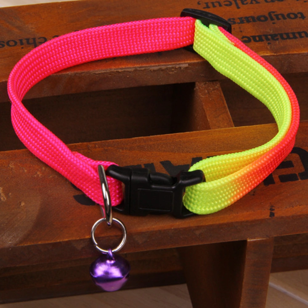 Rainbow Collar with Small Bell for Pet Cat Dog Adjustable Collar Personalized Collars for Your Pets (Random Color)