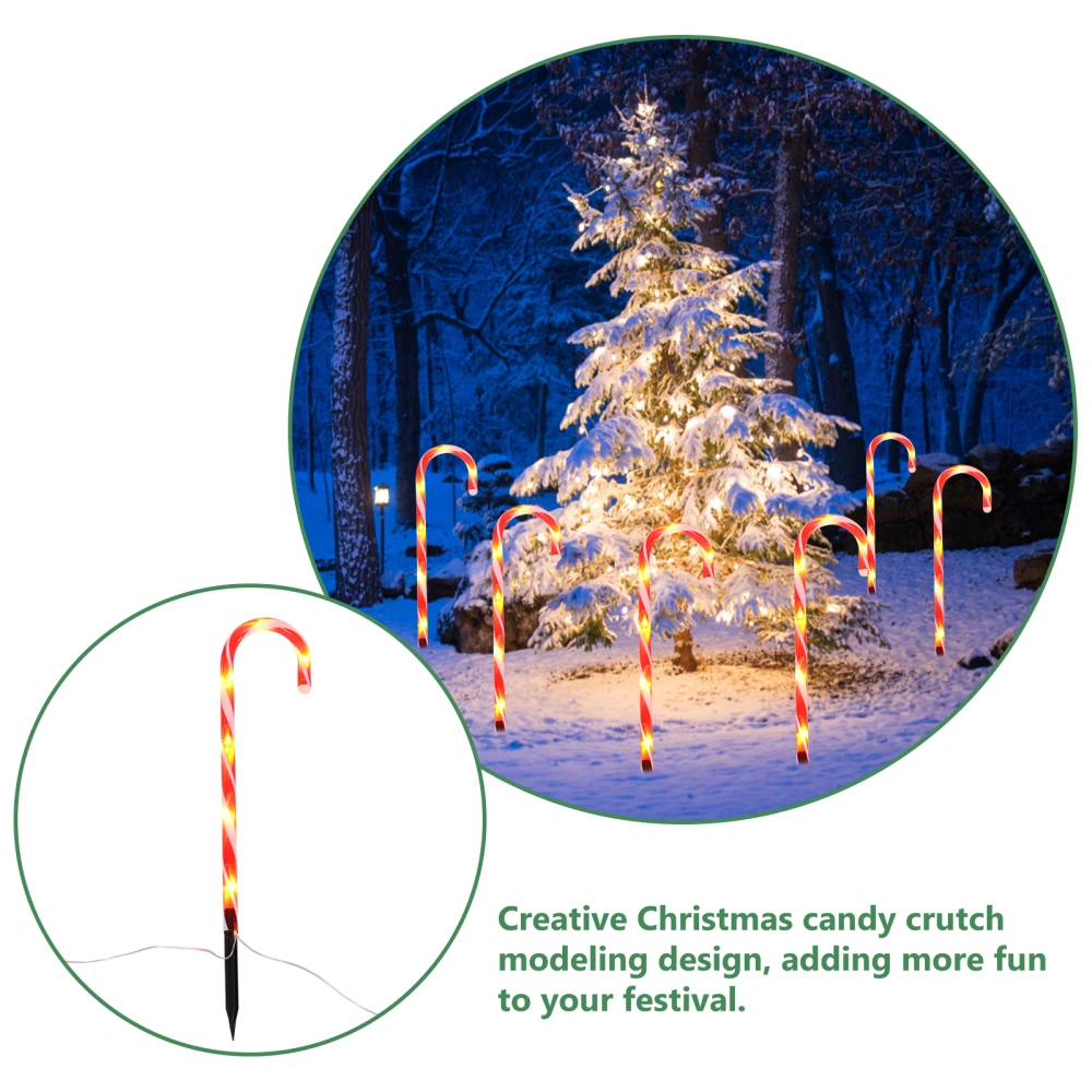 1 Set Xmas Candy Cane Lamp Decor Festival Candy Cane Ground Insert Light (EU Plug)