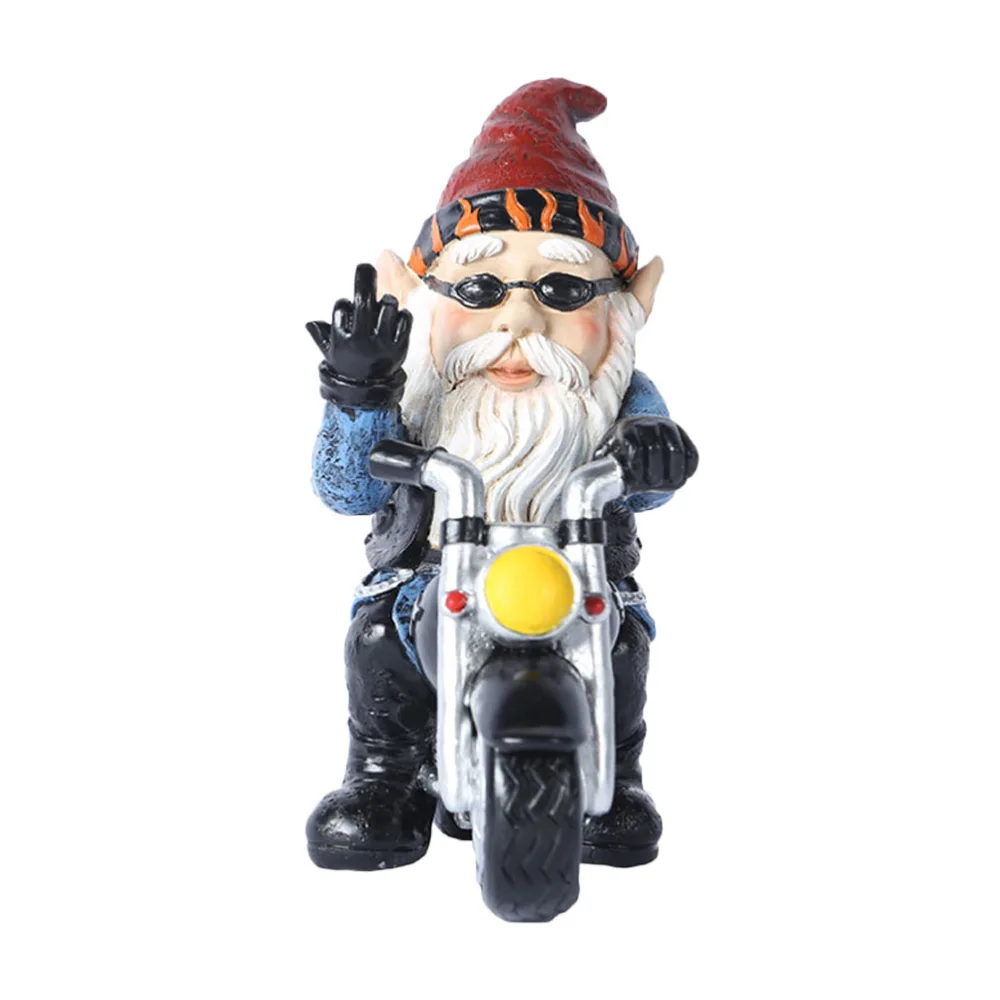 1pc Creative Gnome Riding A Motorbike Adornment Garden Ornament Landscape Decor