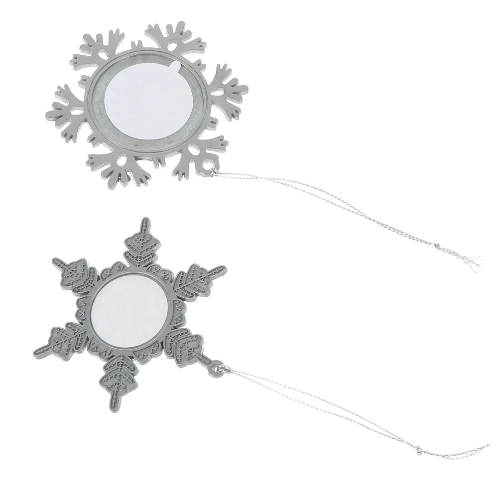 2Pcs Christmas Decorations Metal Snowflake DIY Photo Frame Pendants for Festive