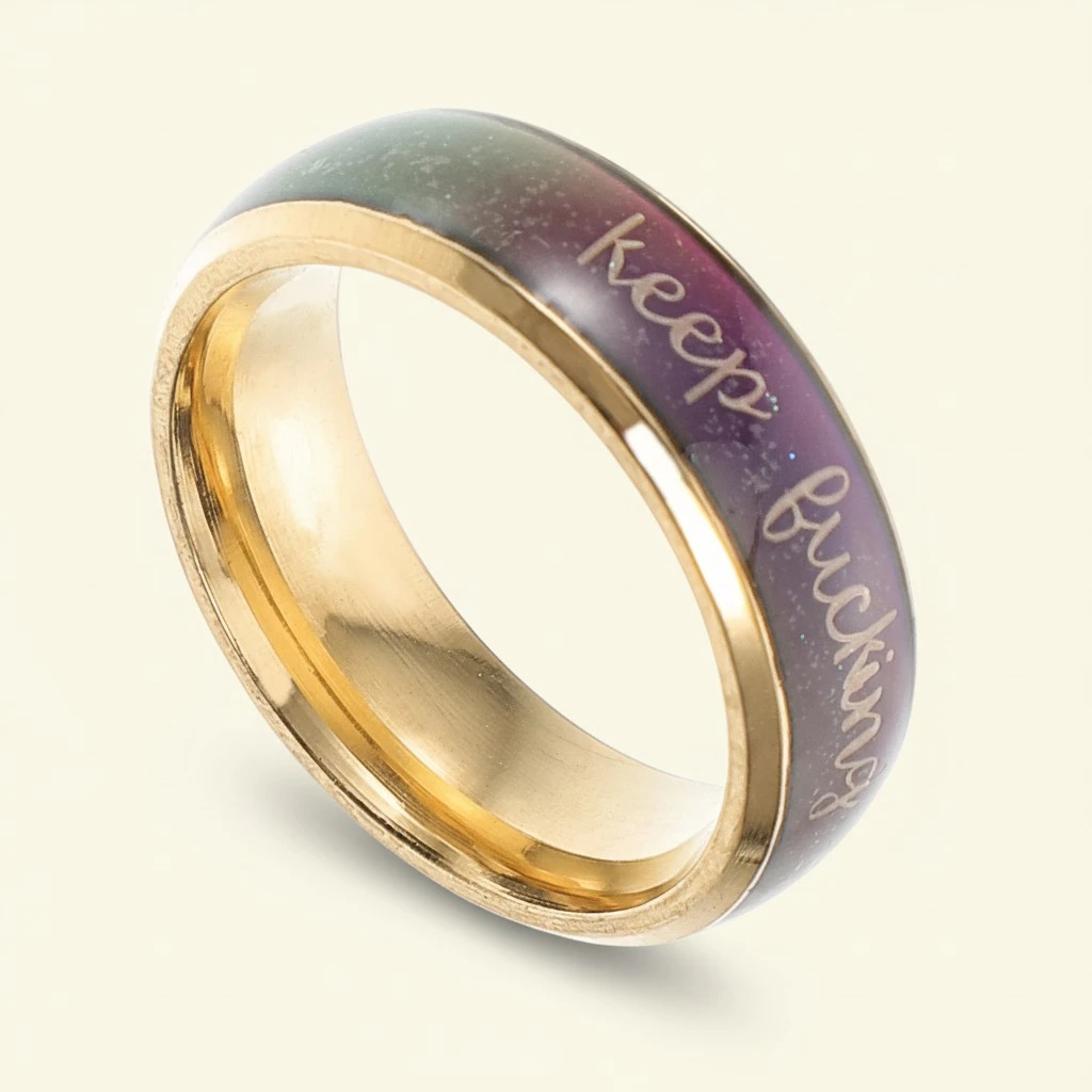 1Pc Fashion Ring Ornaments Temperature-changing Couple Ring Size 6 (Golden)