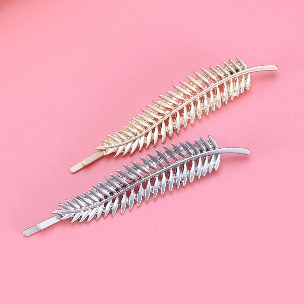 2PCS Small Needle Leaf Zinc Alloy Decoration Use Leaf Hairpin