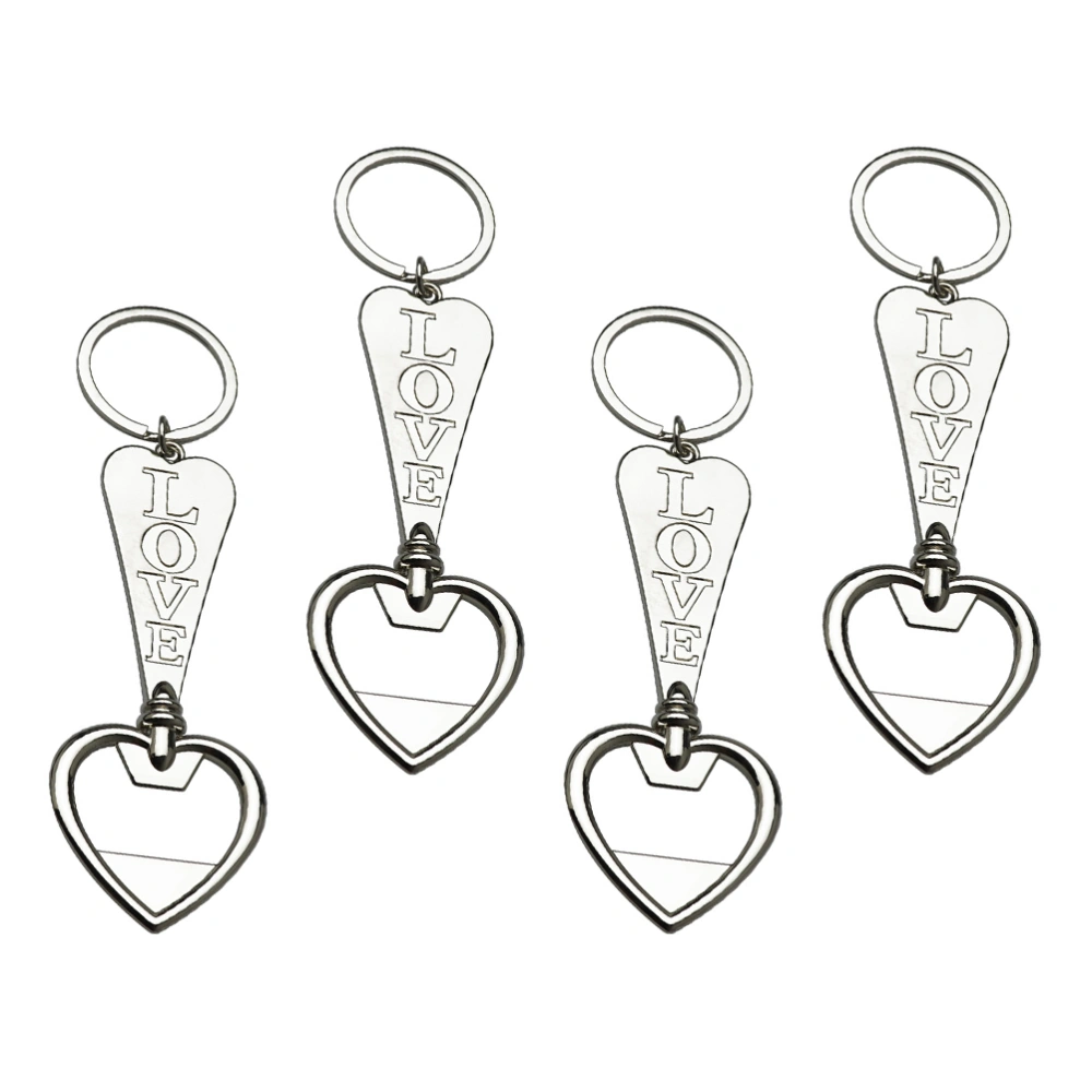 4pcs Heart Shaped Bottle Openers Unique Keychain Drink Openers Keychain Pendants