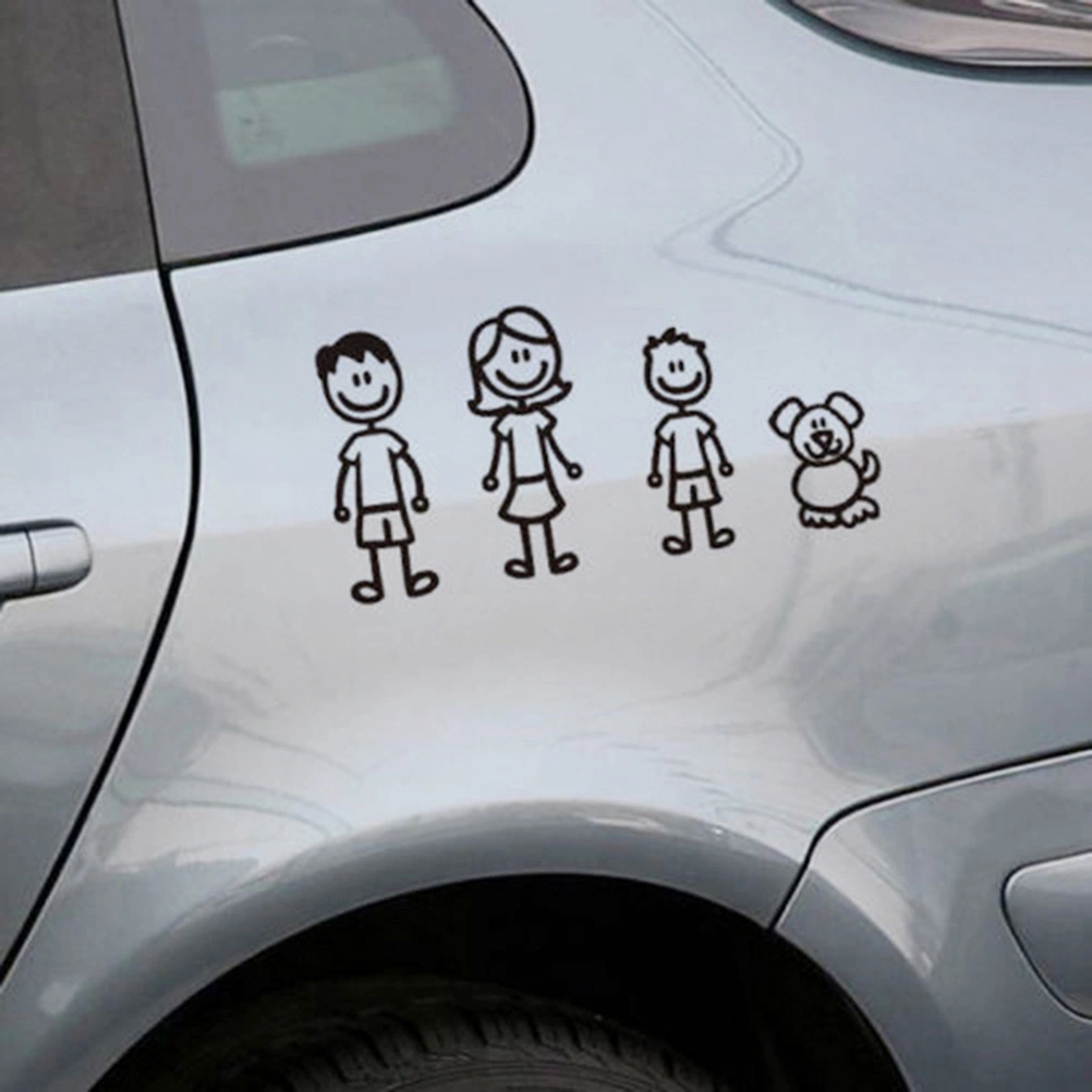 10pcs Stick Figure My Family Car Stickers with Pet Car Decal Sticker for Windows Bumper (Black)
