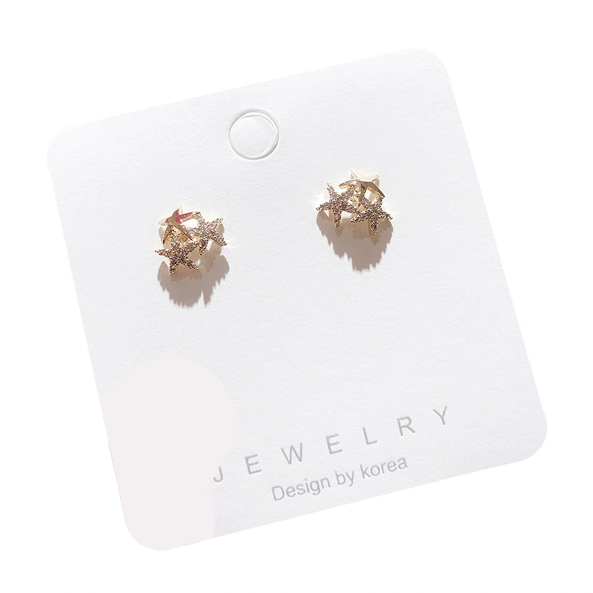 1 Pair of Simple Zircon Five-Pointed Star Ear Stud Fashionable Earrings Decorative Ear Jewelry for Woman