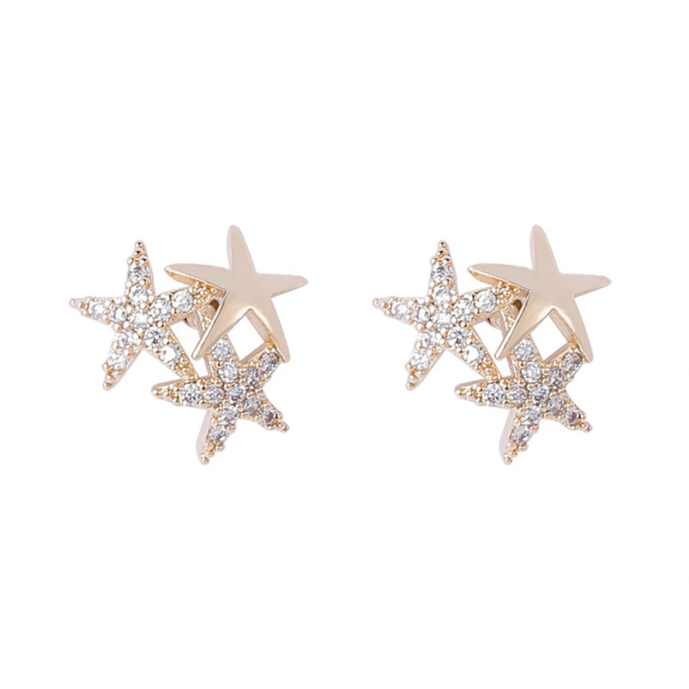 1 Pair of Simple Zircon Five-Pointed Star Ear Stud Fashionable  Earrings Decorative Ear Jewelry for Woman