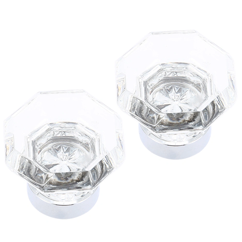 2Pcs Clear Knobs Furniture Door Knob Octagon Artificial Crystal Drawer Pull Knob for Kitchen Office