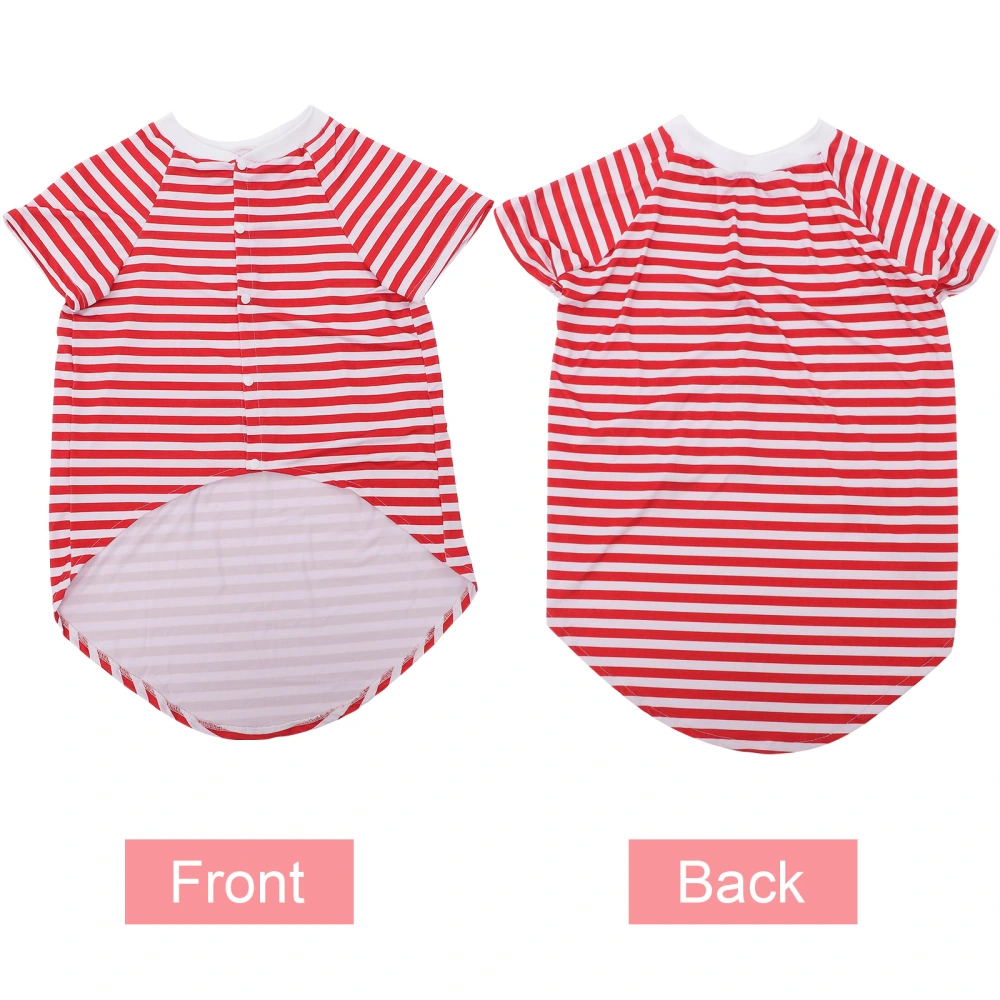 Large Dog Striped T Shirt Dog Shirts Oversized Breathable Cotton Vest for Medium to Large Dogs (Red and White) - Size XL