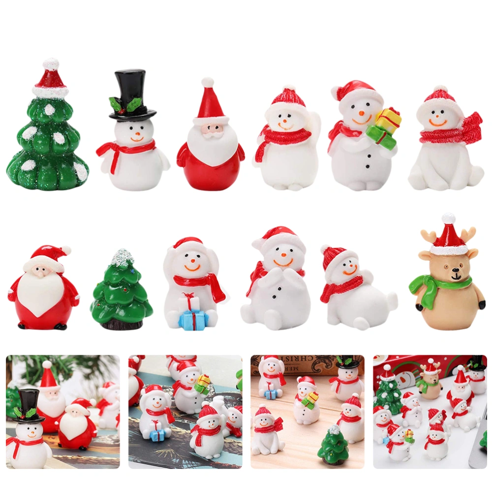 12pcs Christmas Tabletop Adornment Xmas Resin Decor Desktop Decor Xmas Ornament