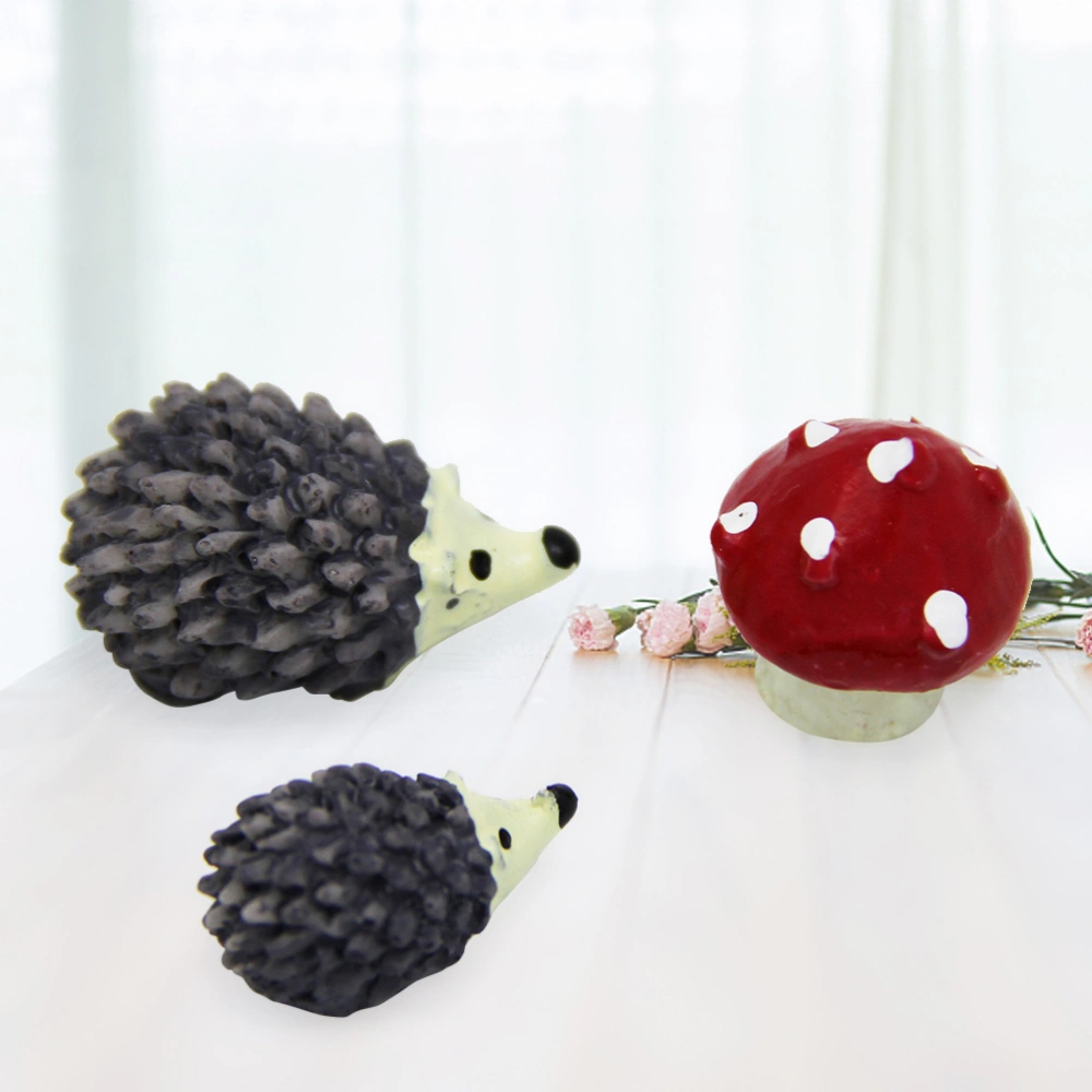 3pcs Garden Miniature Ornaments Cartoon Hedgehog and Mushroom Micro Landscaping Decoration