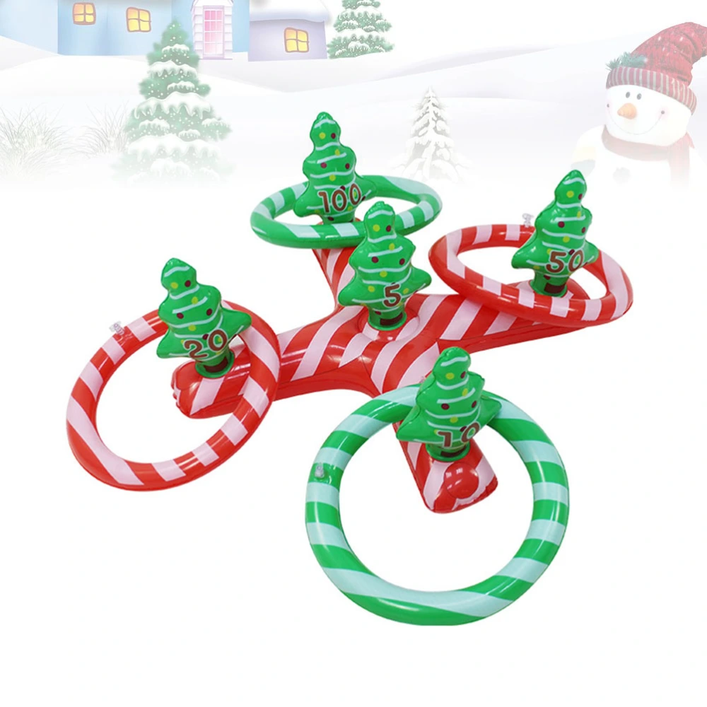 5Pcs Inflatable Christmas Tree Pattern Toss Game Ring Toss Game Creative Christmas Party Activities Games