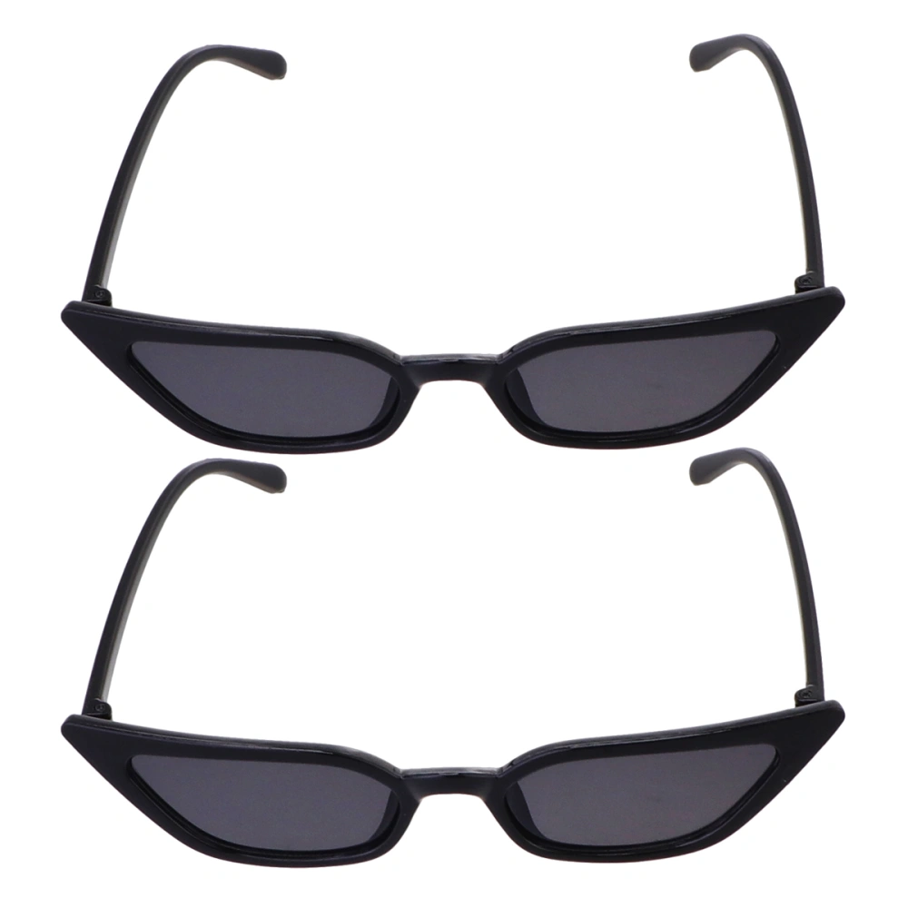 2pcs Black Fashion Sunglasses Small Frame Cat Eye Glasses UV Protection Glasses Delicate Eyewear Accessories