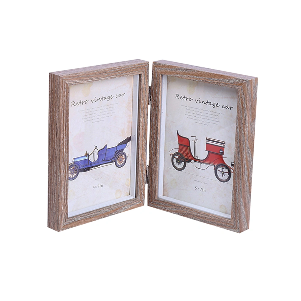 5x7 Inch Fashion Simple Wooden Picture Frame Double Photo Frame (Original Wood Color)