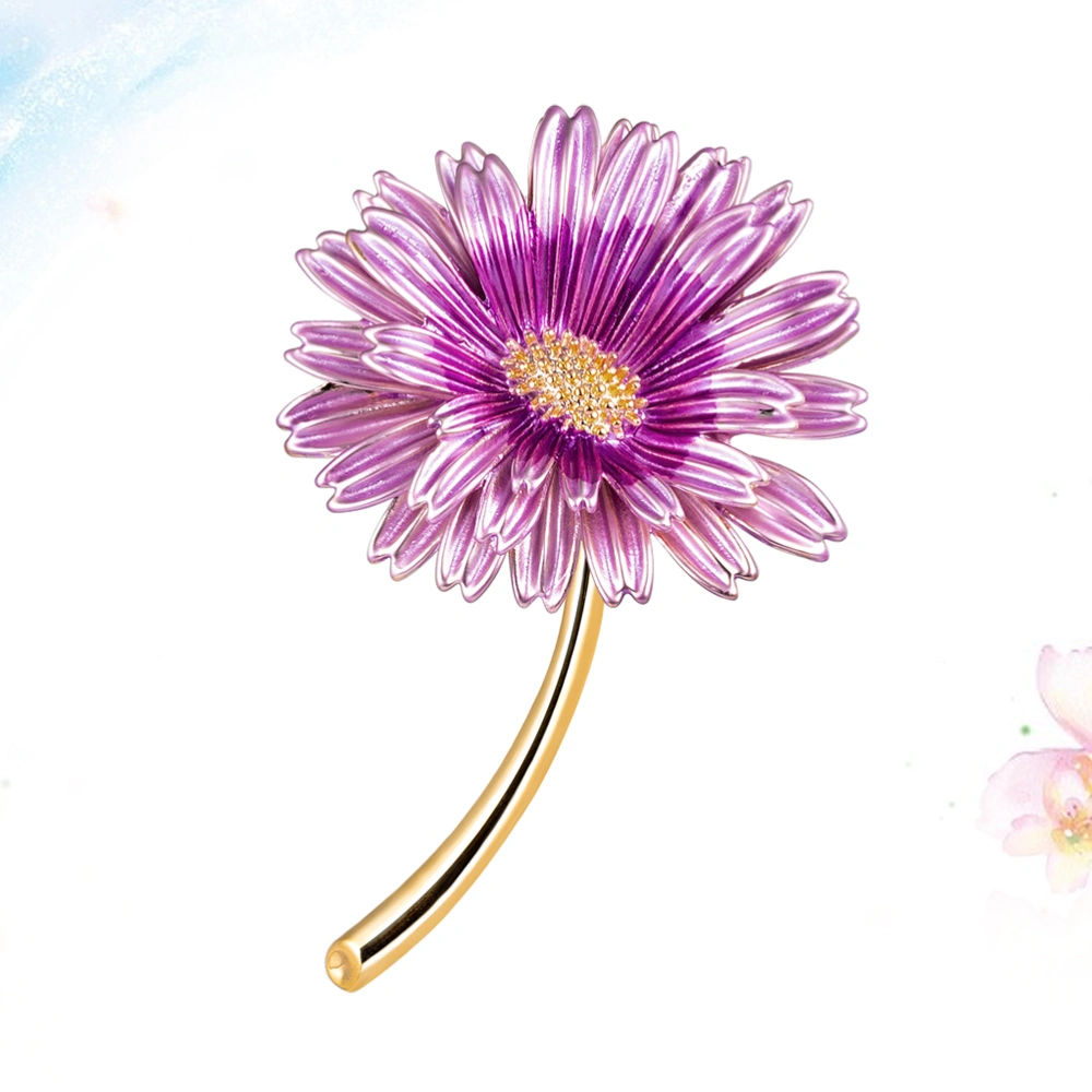 Trendy Fashion Breastpin Alloy Brooch Purple Sunflower Brooch Fashion Accessory Pin Badges