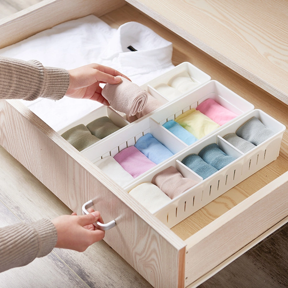 2pcs Drawer Plastic Sorting Organizer Storage Box Compartment Storage Case (White)