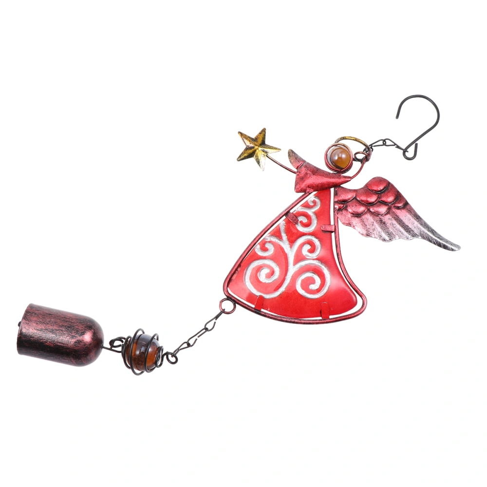 Funny Metal Wind Chimes Chic Angel Wind Chime Hanging Outdoor Garden Decor Hanging Adornment for Home Party (Red Angel Bell)