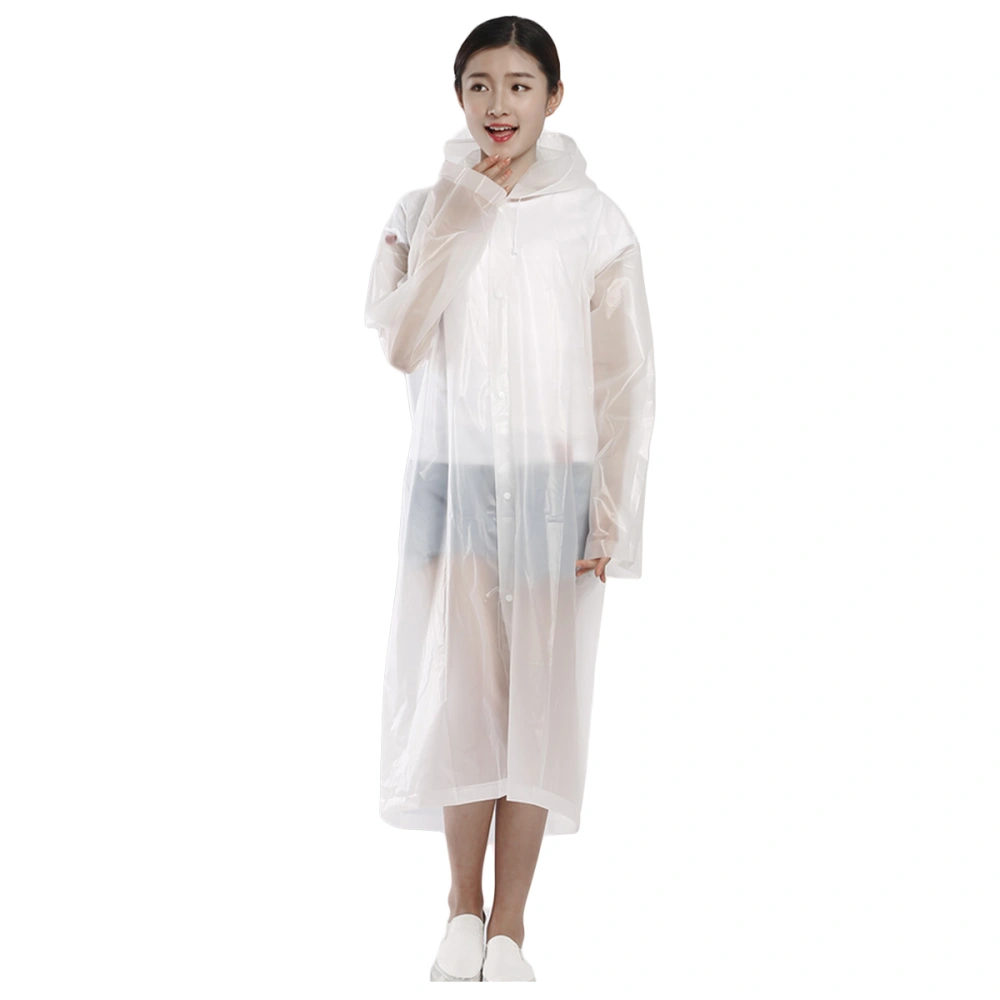 Unisex Portable Waterproof Raincoat Rain Poncho Perfect for Hiking or Camping (Transparent White)