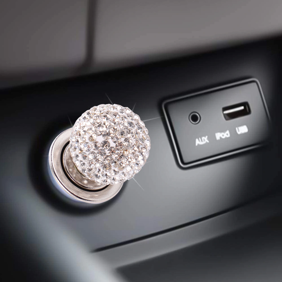 2pcs Car Universal Cigarette Lighter with Diamond  Car Cigarette Lighter