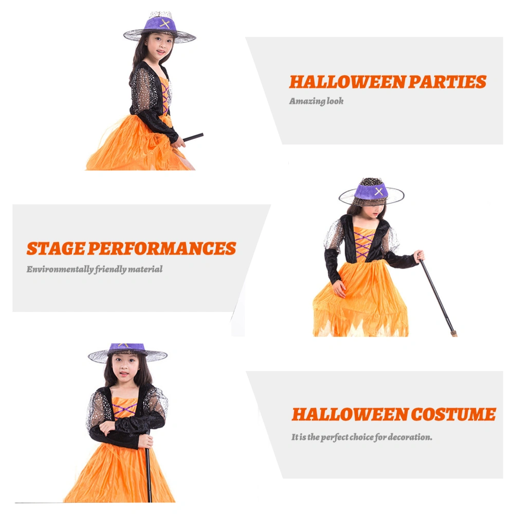 1 Set Girls Halloween Witch Dress Costume with Hat Lovely Cosplay Party Costume