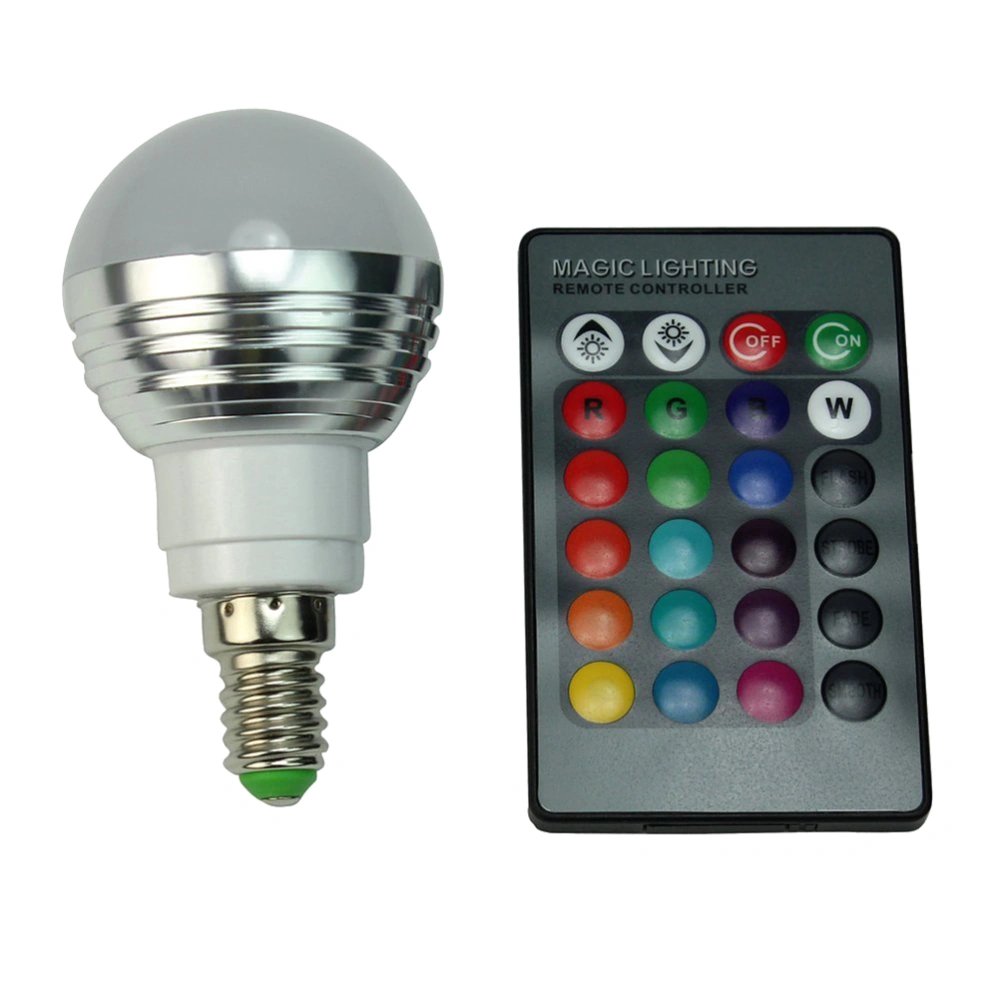 E14 AC 85-265V 3W 16 Colors RGB LED Bulb Light Lamp with 24-Key IR