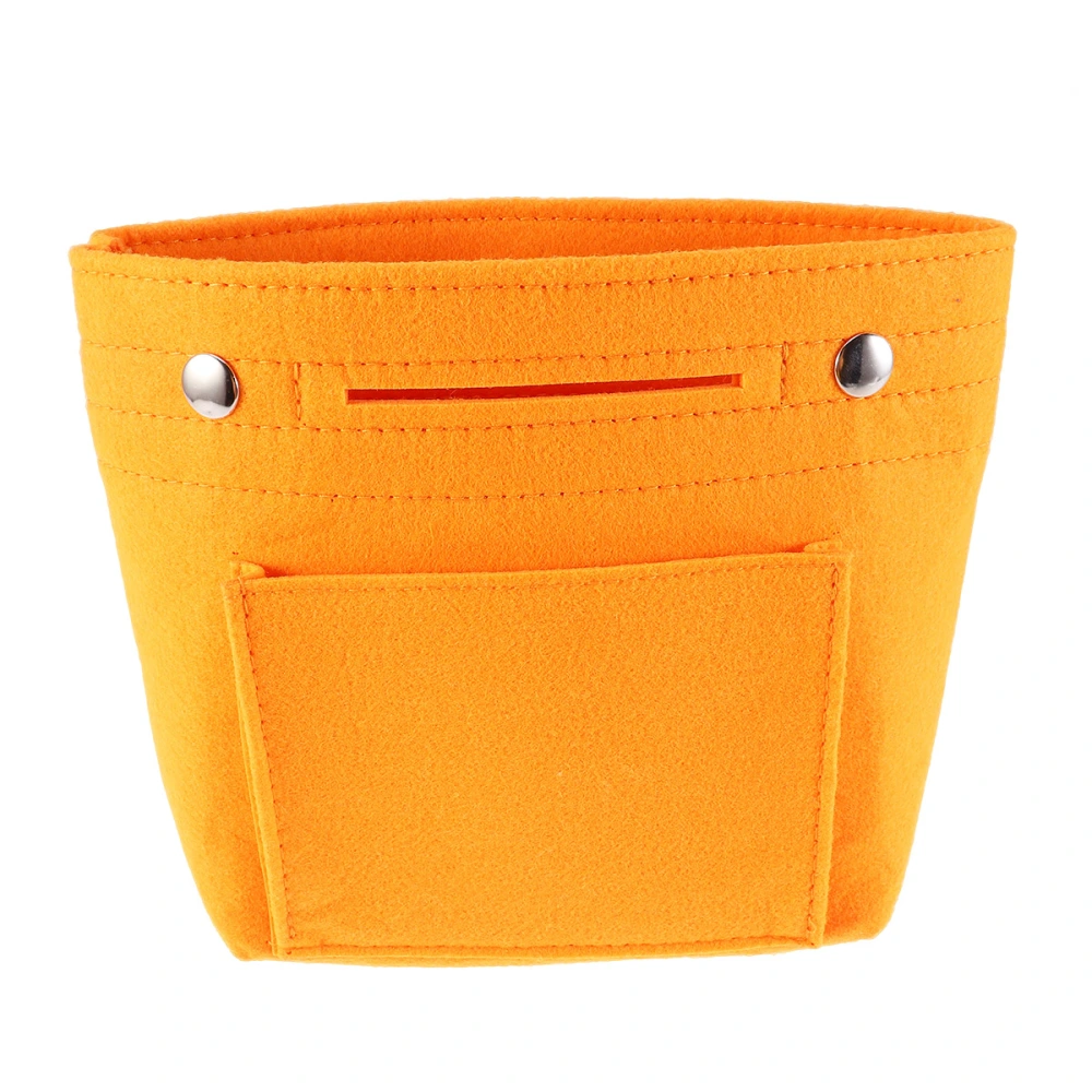 Portable Felt Cloth Cosmetic Bag Makeup Organizer Multi-pockets Storage Bag Women Girls Handbag (Size S, Orange)