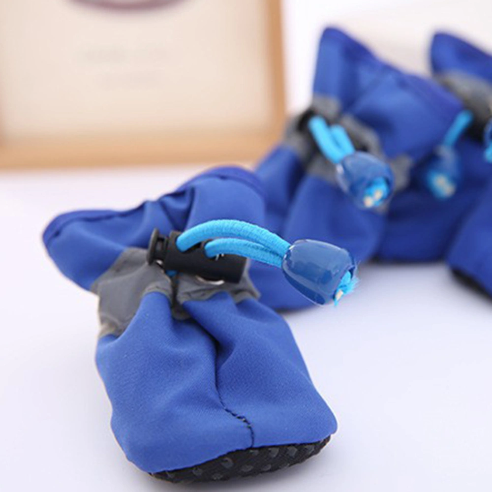 4pcs Dog Shoes Waterproof Practical Pet Shoes Animal Rain Shoes for Dog (Blue 4)