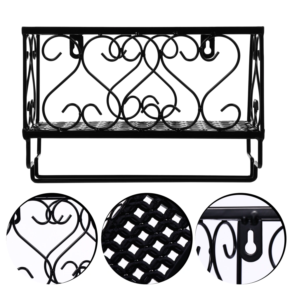 1pc Wall Mounted Iron Wine Rack Wine Bottles Glass Cups Storage Hanging Rack