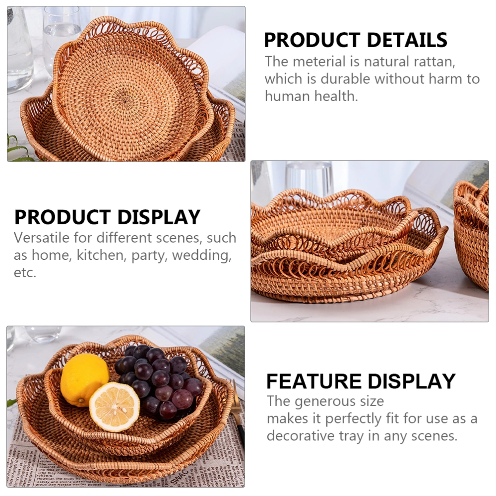 Rattan Woven Basket Shallow Weaved Storage Basket for Party And Wedding