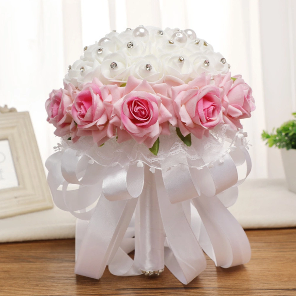 1pc Western Style New White Bouquet Pe Artificial Handhold Bouquet Bride Bouquet