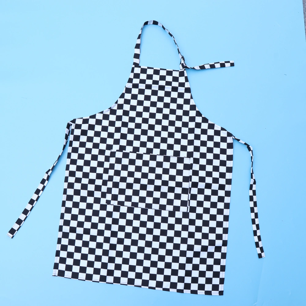 2pcs Portable Adjustable Apron Kitchen Chef Apron Restaurant Cooking Baking Apron Hanging Neck Overalls for Home (Black and White Plaid)