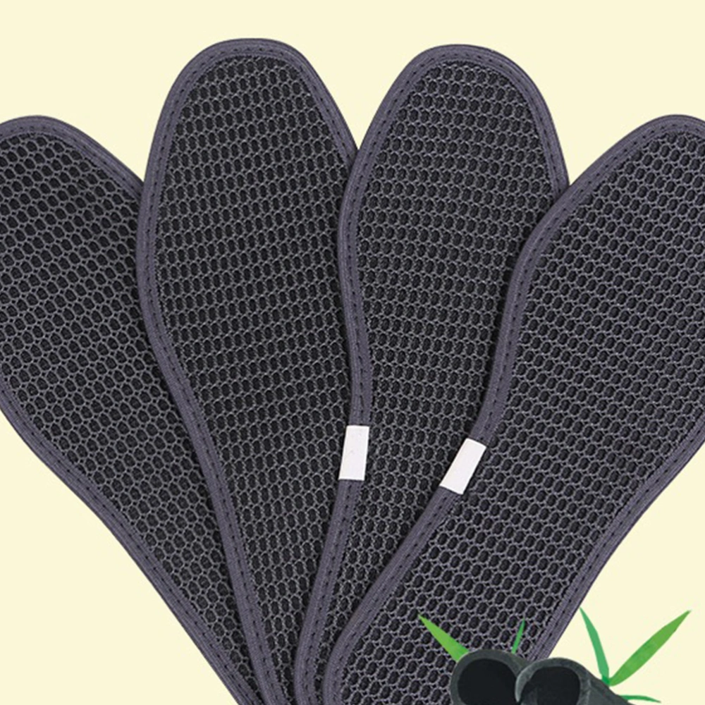 2 Pairs of Deodorant Shoe Pads Bamboo Charcoal Insoles Foot Care Insoles Shoes Cushion Size 41 Black