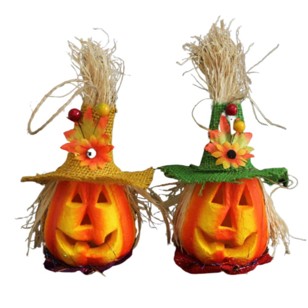 Halloween Hollow Pumpkin Lamps Festival Luminous Pumpkin Lamps for Festival Party Gathering (Small Size Yellow Pattern, Small Size Green Pattern)