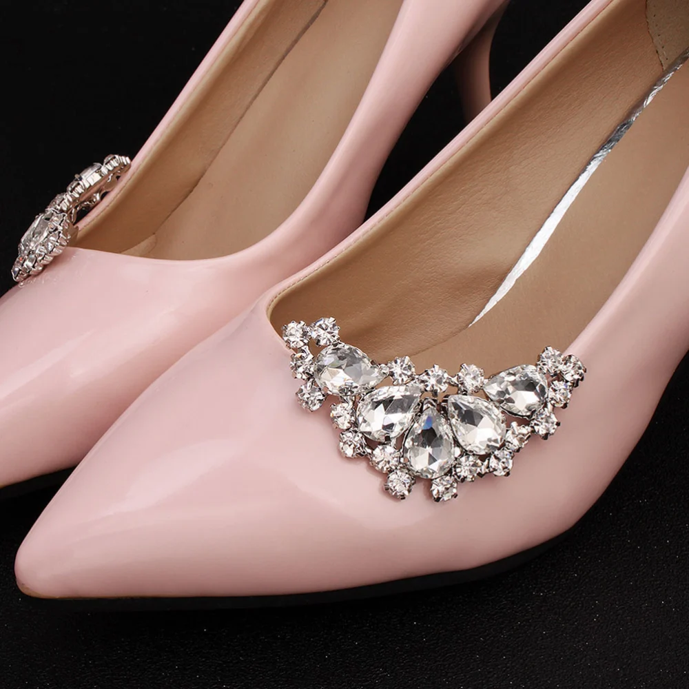 1 Pair of Rhinestone Shoe Flowers Wedding Shoe Decoration Bridal Shoe Buckles