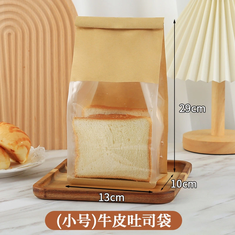 50pcs Paper Bread Bags with Clear Window Bread Bags Large Paper Bakery Bag with Window