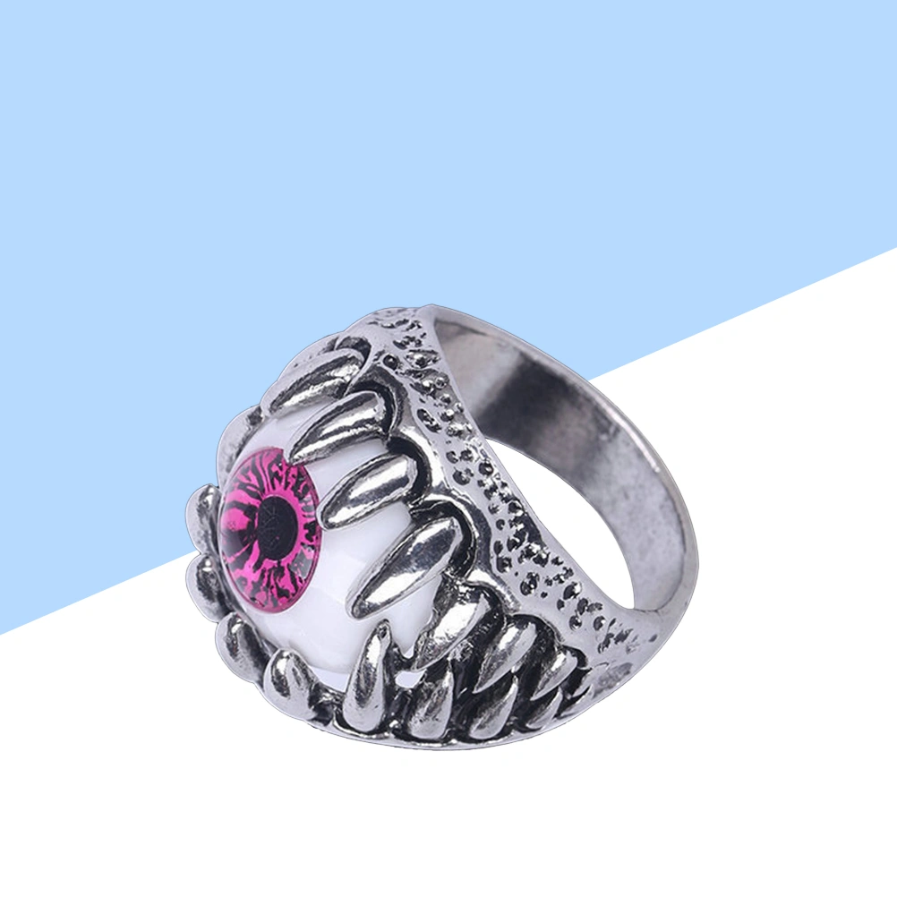 2pcs Men's Dragon Claw Evil Devil Skull Eyeball Ring Gothic Biker Unique Eyes For Halloween (Red)