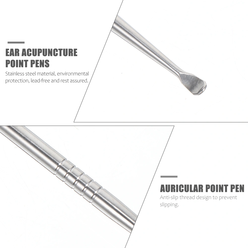 2pcs Ear Acupuncture Point Massage Probe Auricular Detection Pens (Silver)