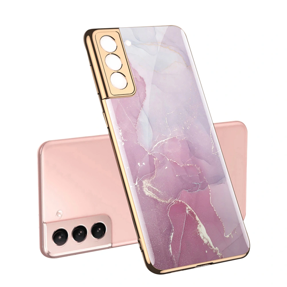 Tempered Glass Phone Cover Marble Pattern Slim Shell Compatible with S21 Plus 5G