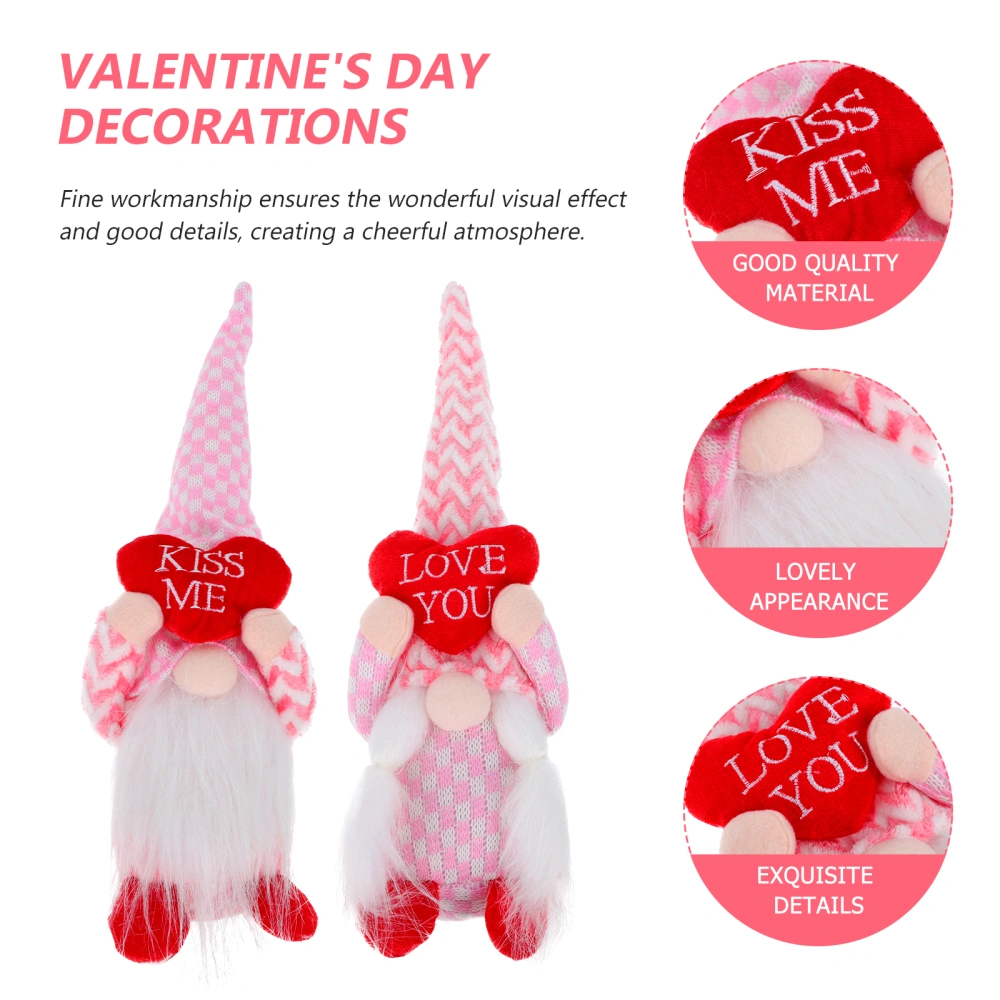 2pcs Gnome Doll Decors Valentine's Day Doll Decoration Party Layout Props