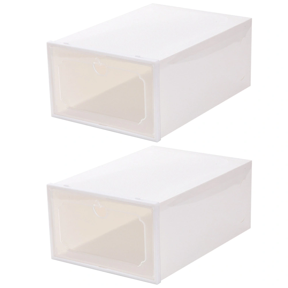 2Pcs Transparent Creative Shoes Case Plastic Drawer-Type Shoes Container