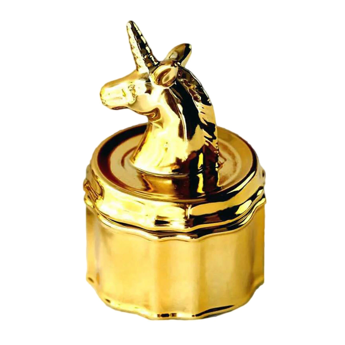 Gold Unicorn Ceramic Pot Jars Jewelry Box Jewel Trinket Box Table Decoration