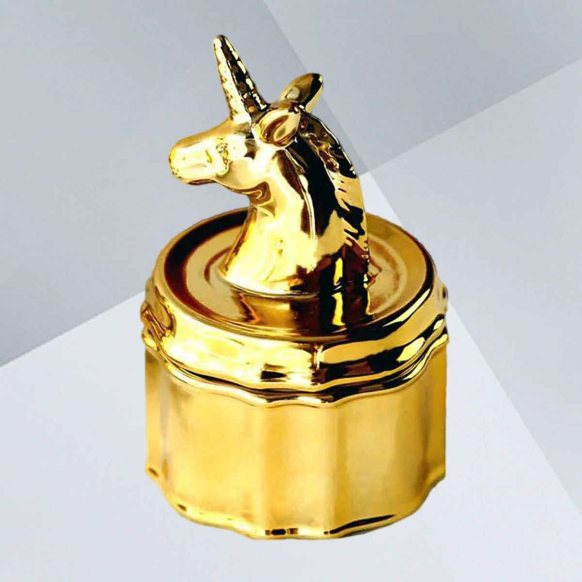 Gold Unicorn Ceramic Pot Jars Jewelry Box Jewel Trinket Box Table Decoration