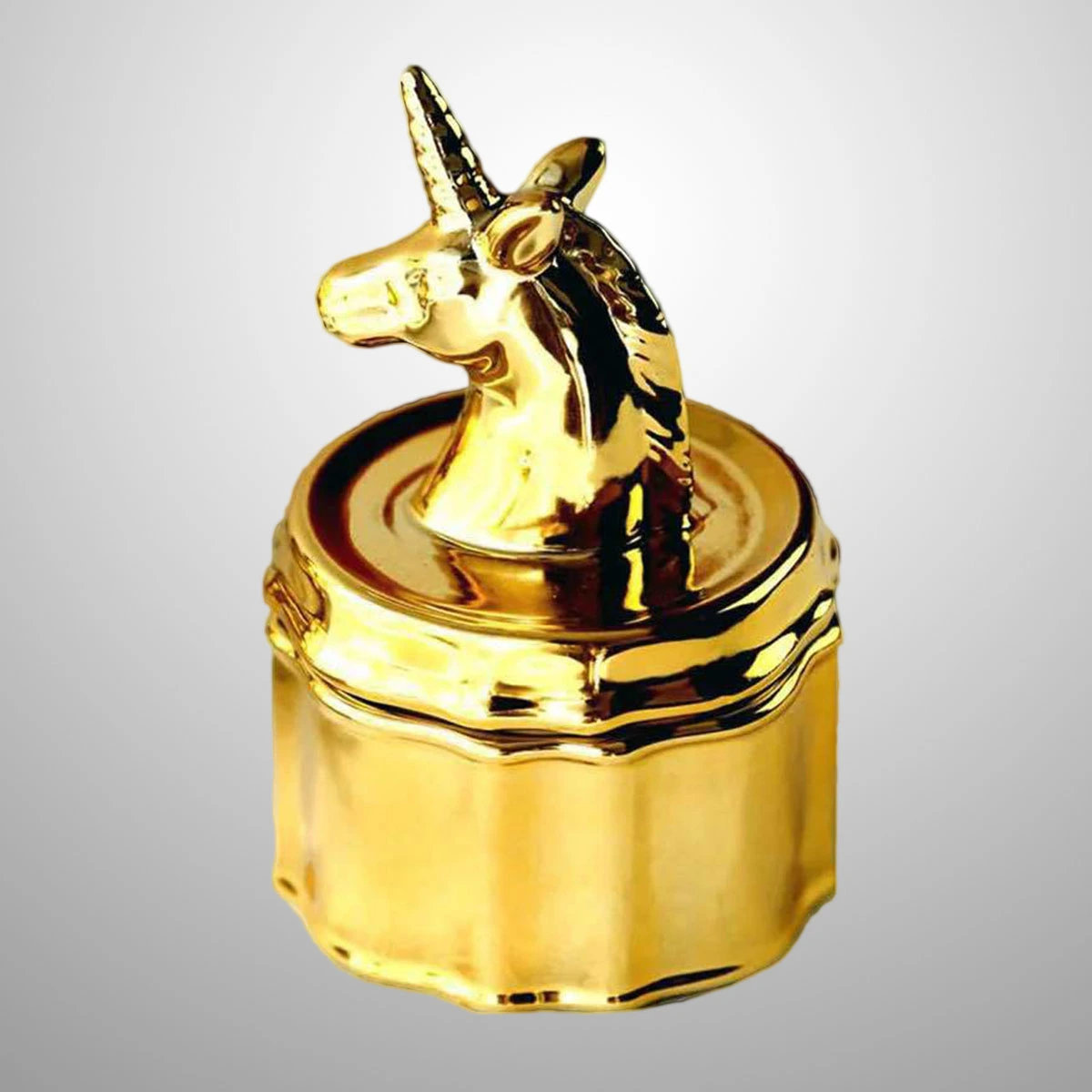 Gold Unicorn Ceramic Pot Jars Jewelry Box Jewel Trinket Box Table Decoration