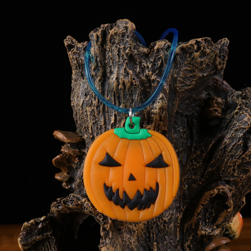 4 Pcs Halloween LED Glowing Necklace Pumpkin Shaped Luminous Pendant Long Light up Torque for Halloween Ghost Festival (Random Style)