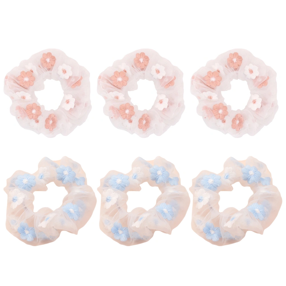 6Pcs Gauze Hair Rings Hair Rope Girl Hair Ties Sweet Headdress Hair Band