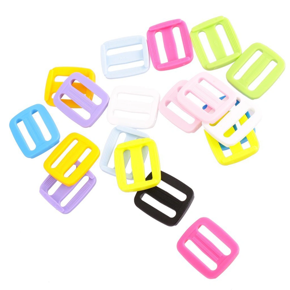 20pcs Multicolored 3 Bar Buckles Slide Tool Tri Glide Buckle (Mixed Color)