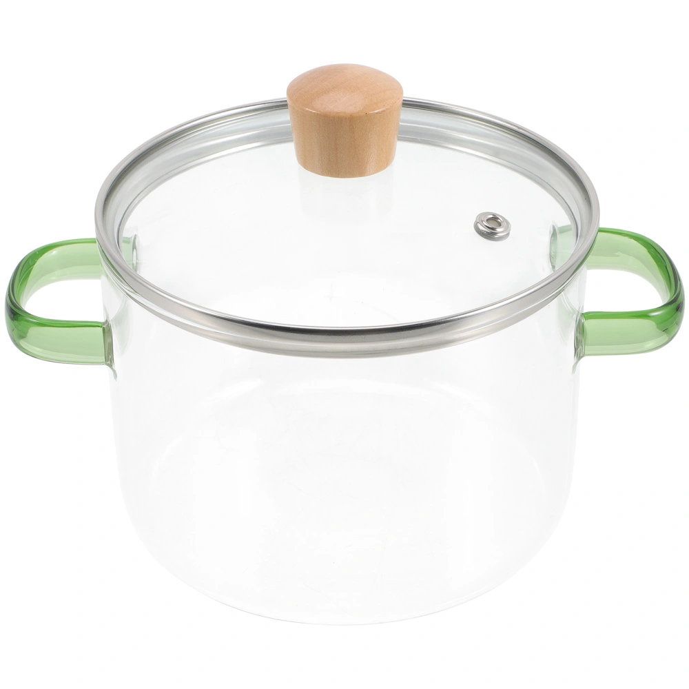 Clear Glass Stockpot with Lid and Double Ear Noodle Cooking Pot Ramen Pot Glass Cookware