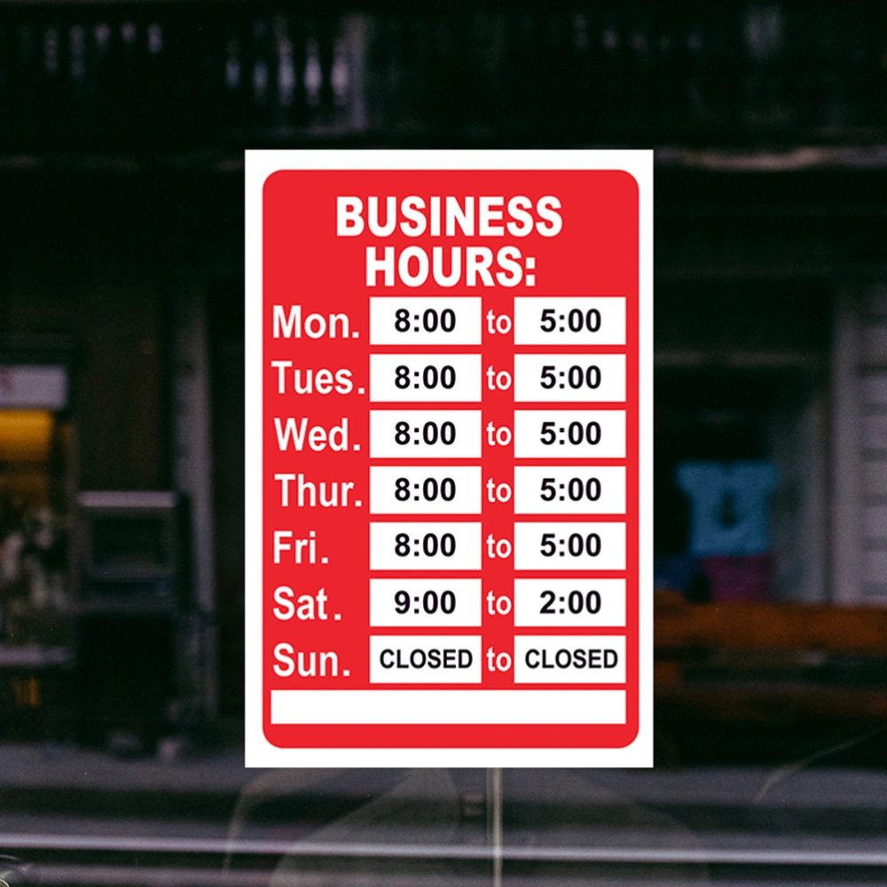  2 Sets Business Hours Sign Hours of Operation Signs Store Hours Sign Stickers