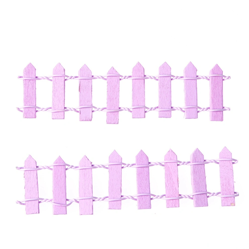 10Pcs Mini Small Wood Fence DIY mini house Fairy Garden Micro Plant Pot Decor Bonsai Terrarium Ornament (Purple)