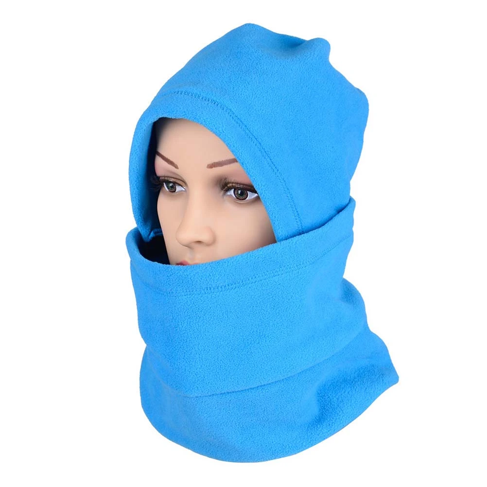 Winter Removable Mask Set Simple Fleece Skiing Warm for Woman Lady Female (Blue Free Size)