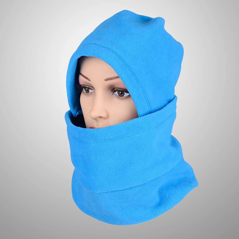 Winter Removable Mask Set Simple Fleece Skiing Warm for Woman Lady Female (Blue Free Size)